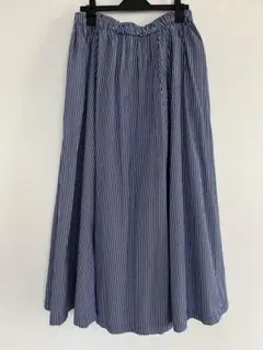 natural laundry ストライプフレアスカート　ブルー/ホワイト