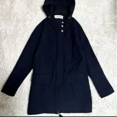 ⛄️マルニ　ウールコート　ネイビー Mサイズ　金ボタン　フードありM
