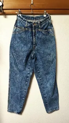 込 ビンテージ ハイウエスト ケミカルウォッシュ デニム