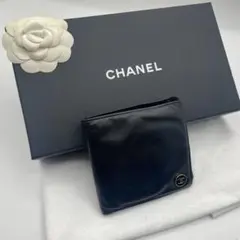 CHANEL シャネル ココボタン 二つ折り 財布 ブラック オールド