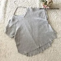 グレー Vネック Tシャツ F 綿100 ZOOTIE DES SUCETTES