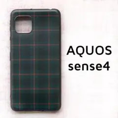 AQUOS sense4/sense5G カバー グリーン チェック