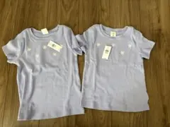 薄紫 花刺繍 Tシャツ 2枚セット 105 110センチ