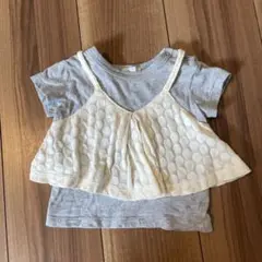 セラフ　ベビー服　80cm ドッキングトップス　ドット柄　キャミソール