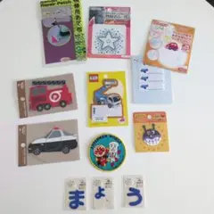 ワッペンセット　トミカいすゞエルフ高所作業車　アンパンマン　ネームラベル