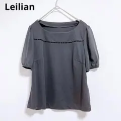 【レリアン】半袖ブラウス　シフォン シースルー　ビーズ装飾　黒　フォーマル
