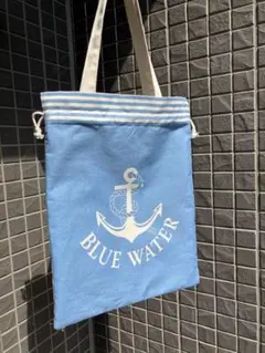 ハンドメイド　巾着トートバッグ　碇柄
