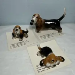 ヘイゲンリネカー バセットハウンド 犬 親仔 台紙付き ３点セット ビンテージ