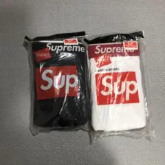 新品 白1枚 黒1枚 Supreme Hanes Sサイズ SUPボクサーパンツ