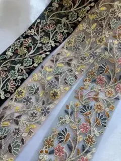インド刺繍リボン 50cmカット 3本セット ザリ SALE インドリボン 刺繍