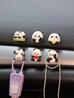 可愛いパンダ　6個セットミニフック　カー用品