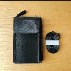 【新品】スマホポーチ スマホショルダー 長財布 レディース メンズ (ブラック)