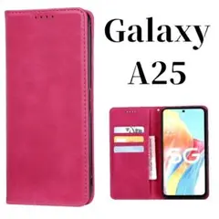 Galaxy A25 5G レザー スリム 手帳型 ケース カバー ローズレッド