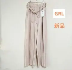 新品 GRL リボンベルト付きプリーツワイドパンツ オフホワイト アイボリ