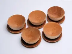 【Amami-HR】木挽無仕上　煎茶椀と茶托のセット　5客組