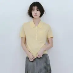 イエロー 半袖ポロシャツ