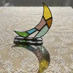 ステンドグラス　月の置物1