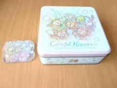 【ダッフィー＆フレンズ 20周年 カラフルハピネス 】お菓子缶＆クリップ