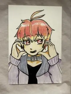 手描きイラスト　ポストカード　はがき　創作男子