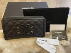 美品 シャネル CHANEL シャネル CCフィリグリー 長財布 ブラック