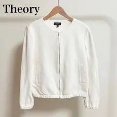 Theory クルーネックボンバージャケット ホワイト Mサイズ コットン素材