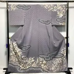 D405 訪問着　さが美　絞り　花模様　正絹　着物　袷　美品