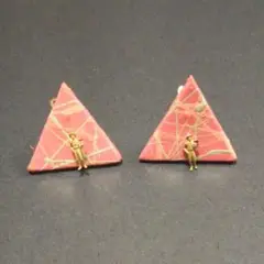 希少品 コルク製 三角イヤリング