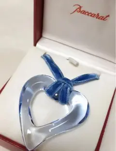 バカラ ハート ネックレス ペンダント ライトブルー 水色
