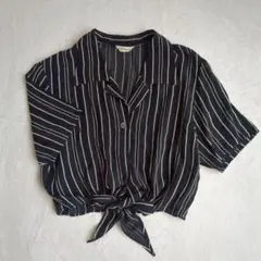 VASTOLY◇クロップドシャツ 前結び ストライプ 短丈 ブラウス レトロ