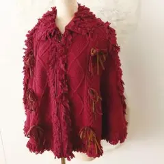新品タグ付き PINK HOUSE ピンクハウス ニット ポンチョ ケープ 赤