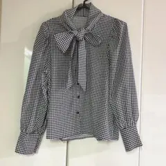 clear 千鳥　リボン　長袖シャツ　ボウタイ