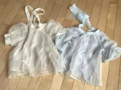 【美品】半袖 バックリボン付きブラウス　Mサイズ　シースルー