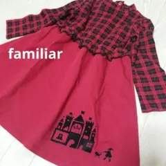 familiar ファミリア お城 アップリケ ワンピース 100 クリスマス