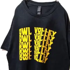 ギルダン OWLバレー デカロゴ Tシャツ ブラック 黒 L 古着