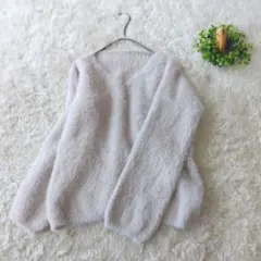 K&G INTERNATIONAL　Vネックファー　シャギーニット　F　甘め