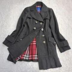 バーバリーブルーレーベル ナポレオンコート ノバチェック 銀ボタン フリル