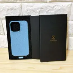 【銀座発】unifiss iPhone 13Pro スマホケース ブルー