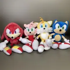 【 レトロ 】1991年製 セガソニック ぬいぐるみ 現状品 1991年SEGA ソニック・ザ・ヘッジホッグ ぬいぐるみ 4個セット