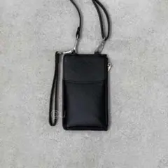 マルチ ミニ ポシェット 黒 シンプル レディース メンズ ウォレット 海外通販