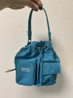 MOUSSY ターコイズ 巾着型バッグ