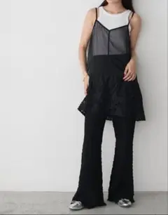 美品　forksy.　シャーリング 裾メロー フレアパンツ レディース　L