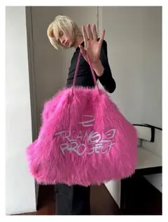 トライアングルプロジェクト ショルダー トートバッグ 肩掛け 大容量 ふわふわ