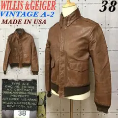 美品✨　WILLIS&GEIGER A-2 レザーフライトジャケット　本革　S USED美品☆WILLIS＆GEIGER．INC☆TYPE A-2