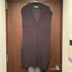 OPAQUE.CLIP ダークグレーVネックロングニットベスト