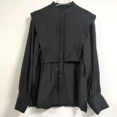 Adlumie kobe 前開き　黒　長袖　ブラウス アドルミエ