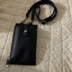 ネイビー レザー スマホショルダーバッグ