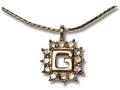 GIVENCHY ジバンシィ Gモチーフ ラインストーン ネックレス ゴールド