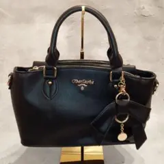 美品✨オーバータッシェ ハンドバッグ ショルダーバッグ おしゃれ リボン 黒