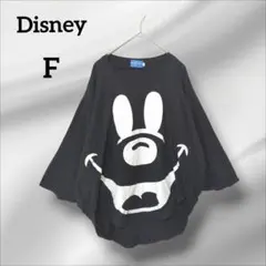 ディズニー　Tシャツ　ミッキーマウスフェイス　 黒 　ブラック　七分袖　F