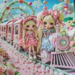 ④未使用　可愛い女の子パネル生地6枚です。